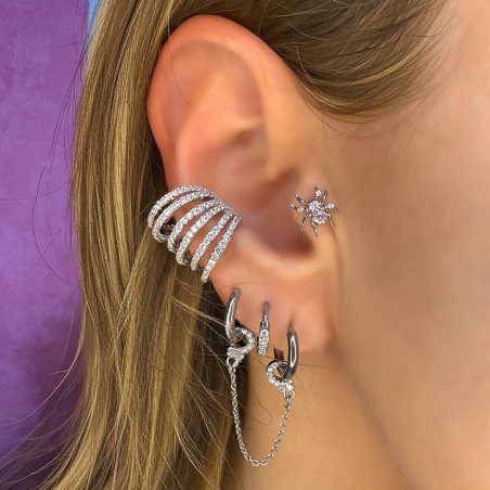 Piercing para Orelha Labret  - Aranha Luxuosa com Zircônias - Titânio - 6ORE1033