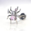 Piercing para Orelha Labret  - Aranha Luxuosa com Zircônias - Titânio - 6ORE1033