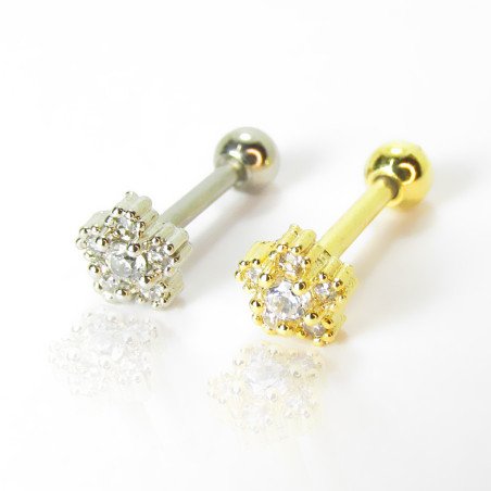 Piercing de Orelha - Flor com Zircônias - 6ORE1036