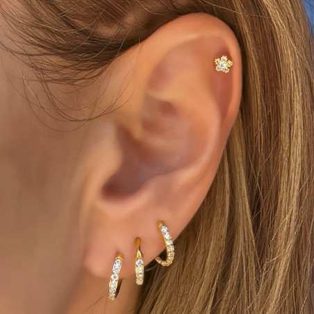 Piercing de Orelha - Flor com Zircônias - 6ORE1036