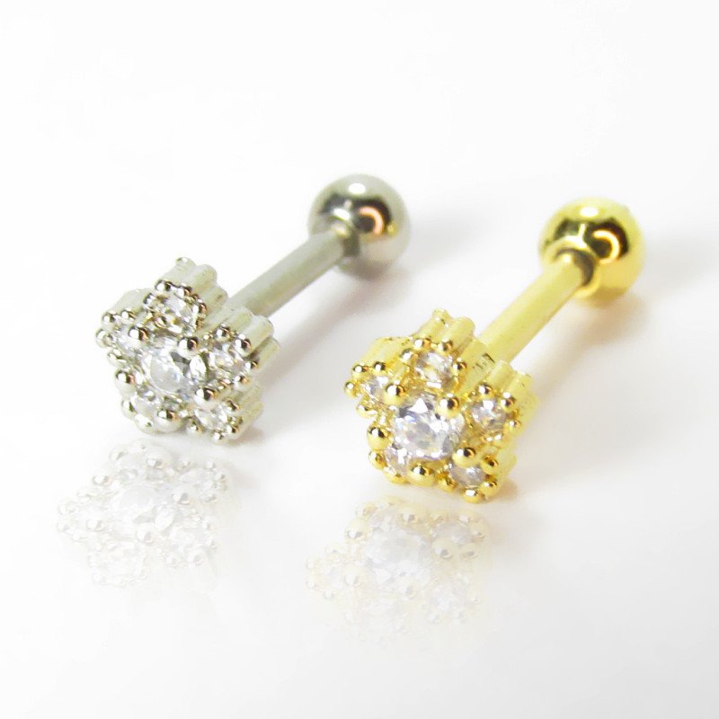 Piercing de Orelha - Flor com Zircônias - 6ORE1036