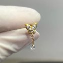 Piercing de Orelha - Labret Borboleta com Pendente - Aço Cirúrgico - 6ORE1037