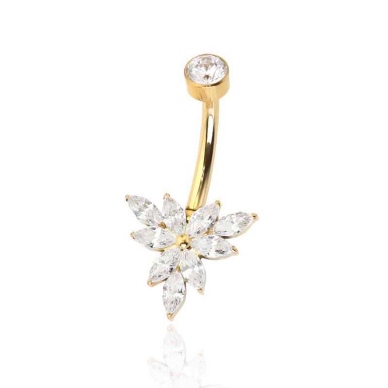 Piercing de Umbigo 100% em Titânio com Zircônias - 1SIM135