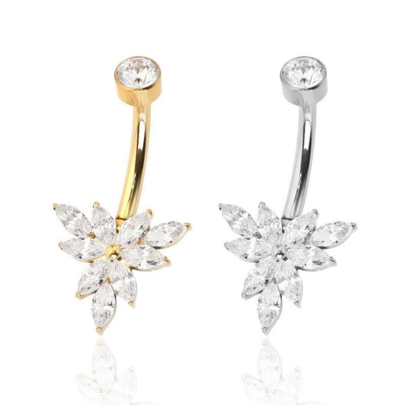 Piercing de Umbigo 100% em Titânio com Zircônias - 1SIM135