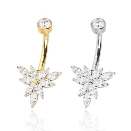 Piercing de Umbigo 100% em Titânio com Zircônias - 1SIM135