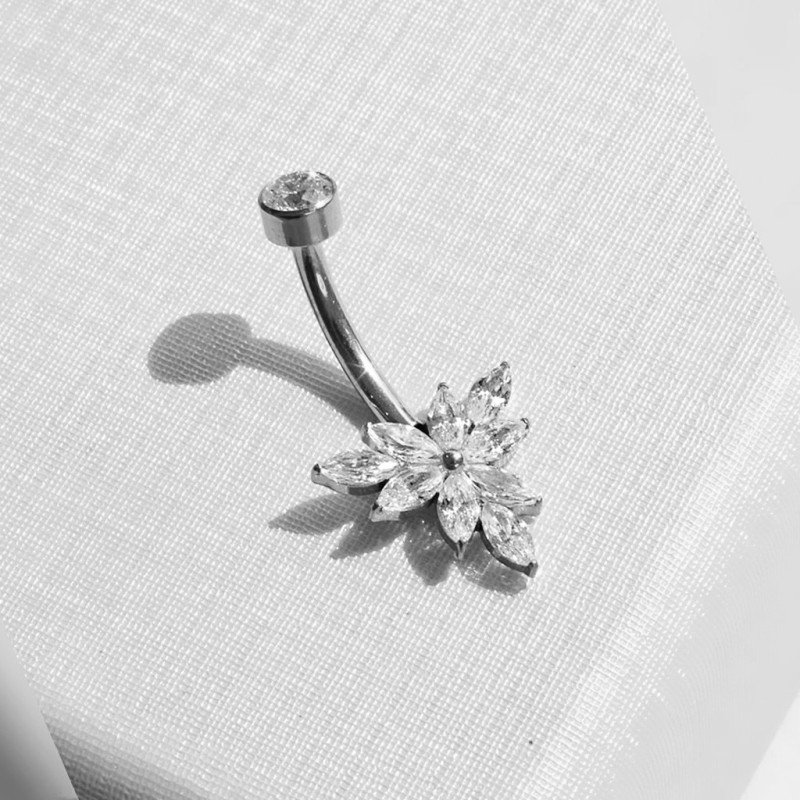 Piercing de Umbigo 100% em Titânio com Zircônias - 1SIM135
