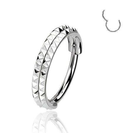 Piercing Hélix ou Conch Argolinha Clicker Dupla Pirâmide - 100% em Titânio - 6ORE1039