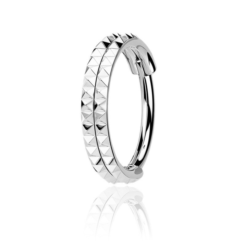 Piercing Hélix ou Conch Argolinha Clicker Dupla Pirâmide - 100% em Titânio - 6ORE1039