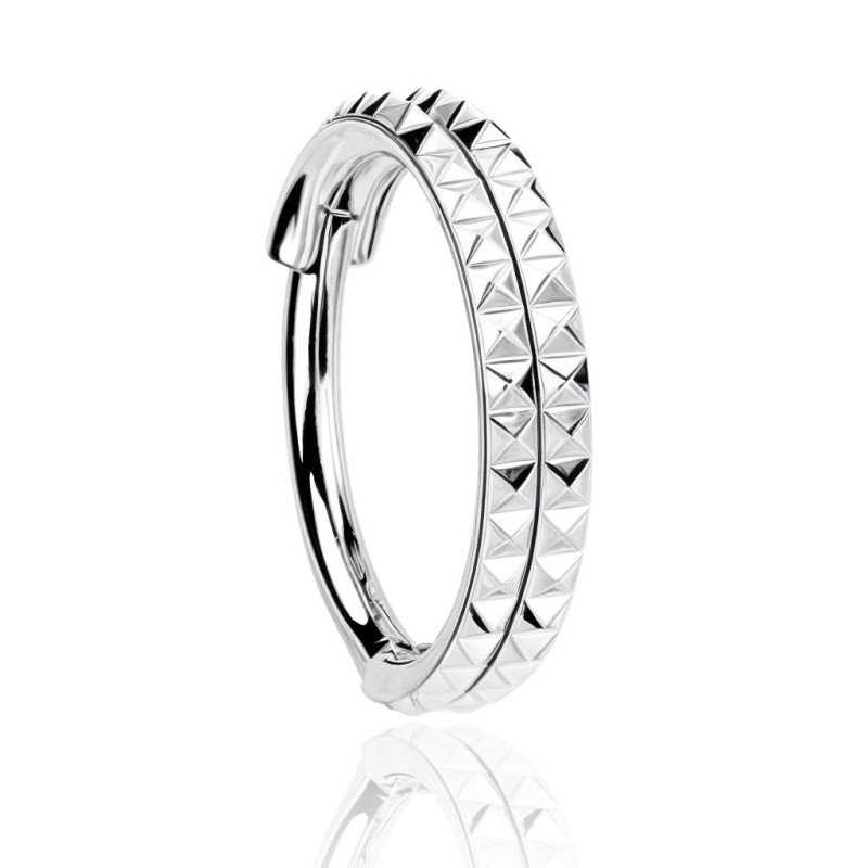 Piercing Hélix ou Conch Argolinha Clicker Dupla Pirâmide - 100% em Titânio - 6ORE1039