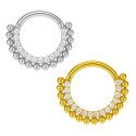Piercing  Daith ou Septo Argolinha Clicker Com Zircônias e Bolinhas - 100% em Titânio - 6ORE1041