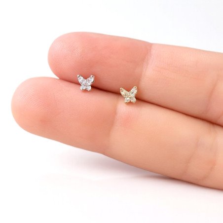 Piercing de Orelha - Mini Borboleta com Cristais - 6ORE758