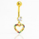 Piercing para Umbigo - Coração com Zircônias Coloridas - 1COR107