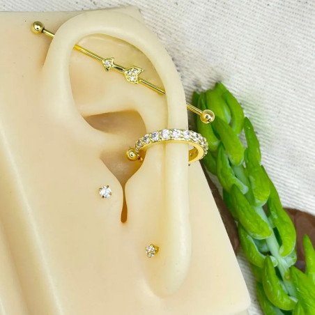 Piercing Transversal em Aço Cirúrgico com Cristais - Flecha - 5TRA119