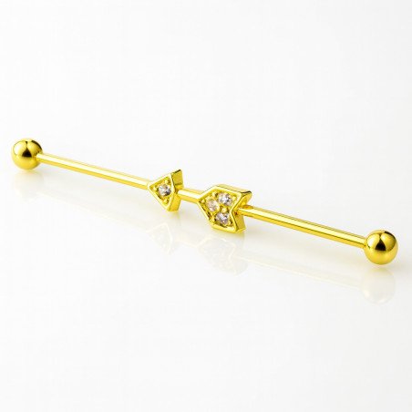 Piercing Transversal em Aço Cirúrgico com Cristais - Flecha - 5TRA119