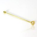 Piercing Transversal em Aço Cirúrgico com Cristais - Coração - 5TRA120