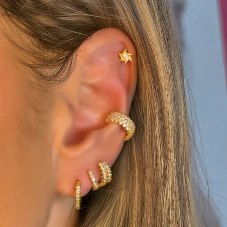 Piercing para Orelha - Estrela com Cristal - Dourado - 6ORE1047