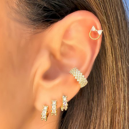 Piercing para Orelha com Lacinho de Zircônias e Arco de bolinhas - 6ORE1045