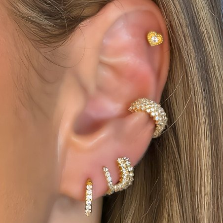 Piercing para Orelha - Coração com Cristal - Dourado - 6ORE1048