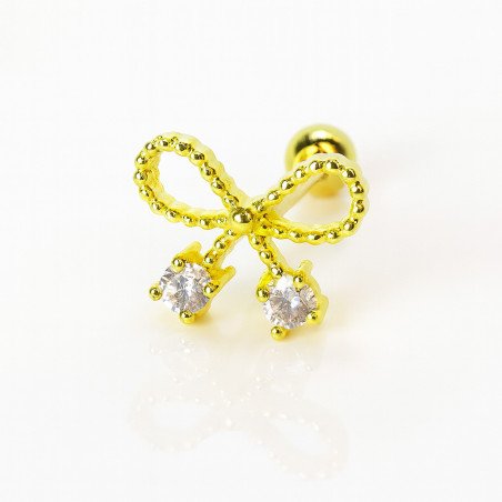 Piercing para Orelha - Lacinho com Zircônias - Dourado - 6ORE1049