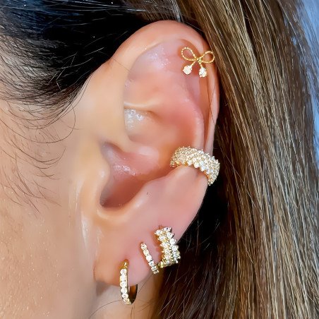 Piercing para Orelha - Lacinho com Zircônias - Dourado - 6ORE1049