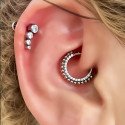 Piercing  Daith ou Septo Argolinha Clicker Com Zircônias e Bolinhas - 100% em Titânio - 6ORE1041