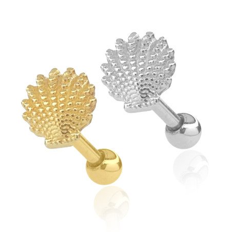 Piercing para Orelha - Concha com Bolinhas em Prata 925 - 6ORE1053
