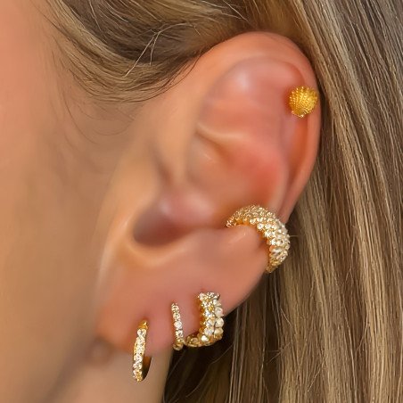 Piercing para Orelha - Concha com Bolinhas em Prata 925 - 6ORE1053