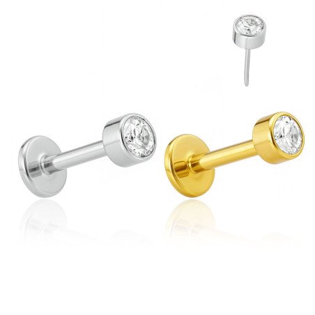 Piercing de Orelha em Titânio - Copinho com Zircônia - Pin Push - 7TRG274