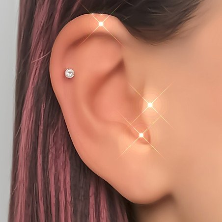Piercing de Orelha em Titânio - Copinho com Zircônia - Pin Push - 7TRG274
