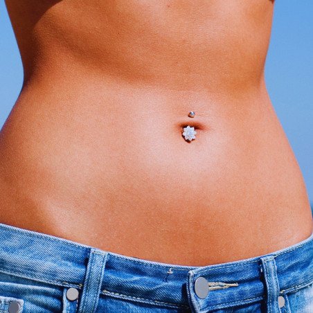 Piercings de Umbigo Dourado - Flor Cravejada de Cristais - 1FLO101