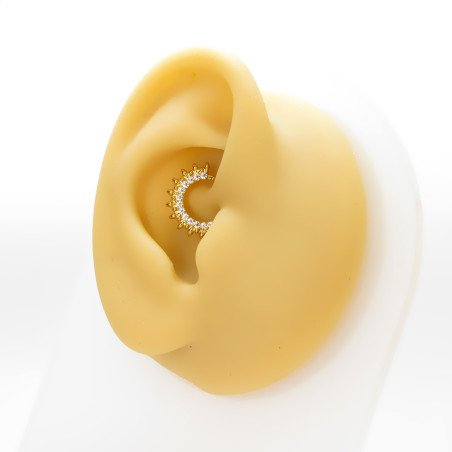 Piercing Daith ou Septo Argolinha Clicker Com Zircônias Navel e Bolinhas - Titânio - 6ORE1054