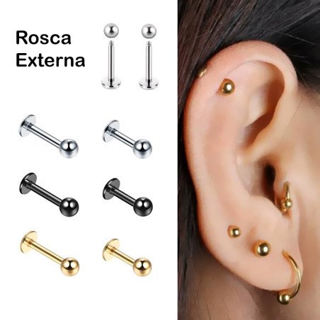Piercing Labret Bolinha em Aço Cirúrgico - 7TRG276