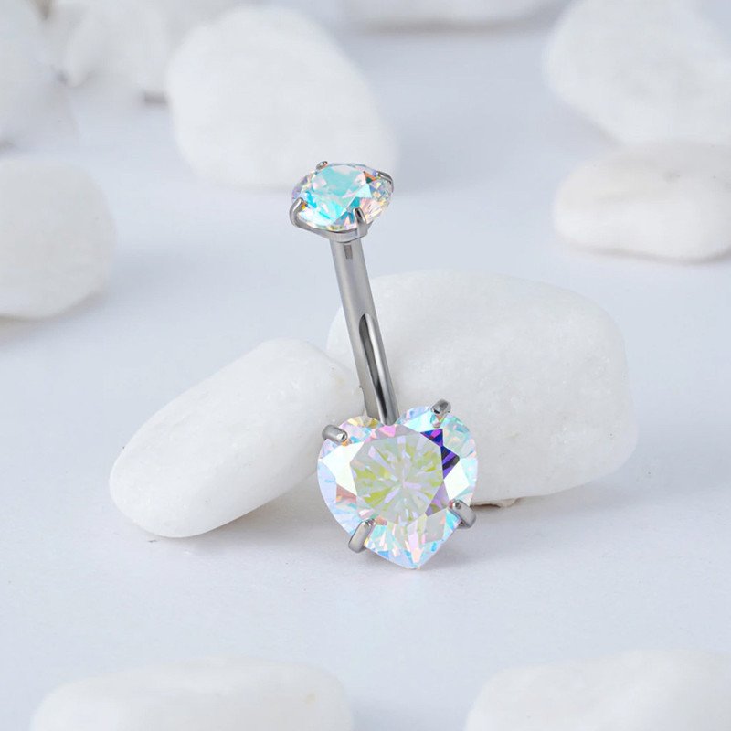 Piercing de Umbigo - Coração em Zircônia - 1COR108
