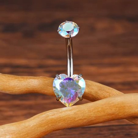 Piercing de Umbigo - Coração em Zircônia - 1COR108