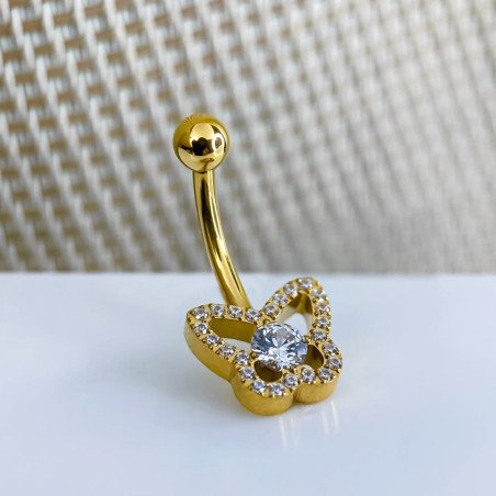 Piercing de Umbigo - Borboleta em Zircônia - Titânio - 1BOR144