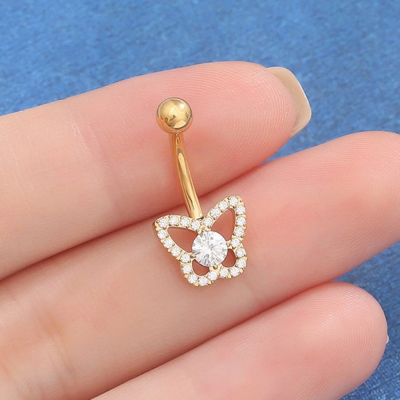 Piercing de Umbigo - Borboleta em Zircônia - Titânio - 1BOR144