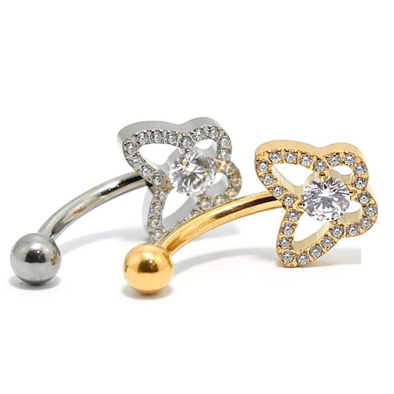 Piercing de Umbigo - Borboleta em Zircônia - Titânio - 1BOR144