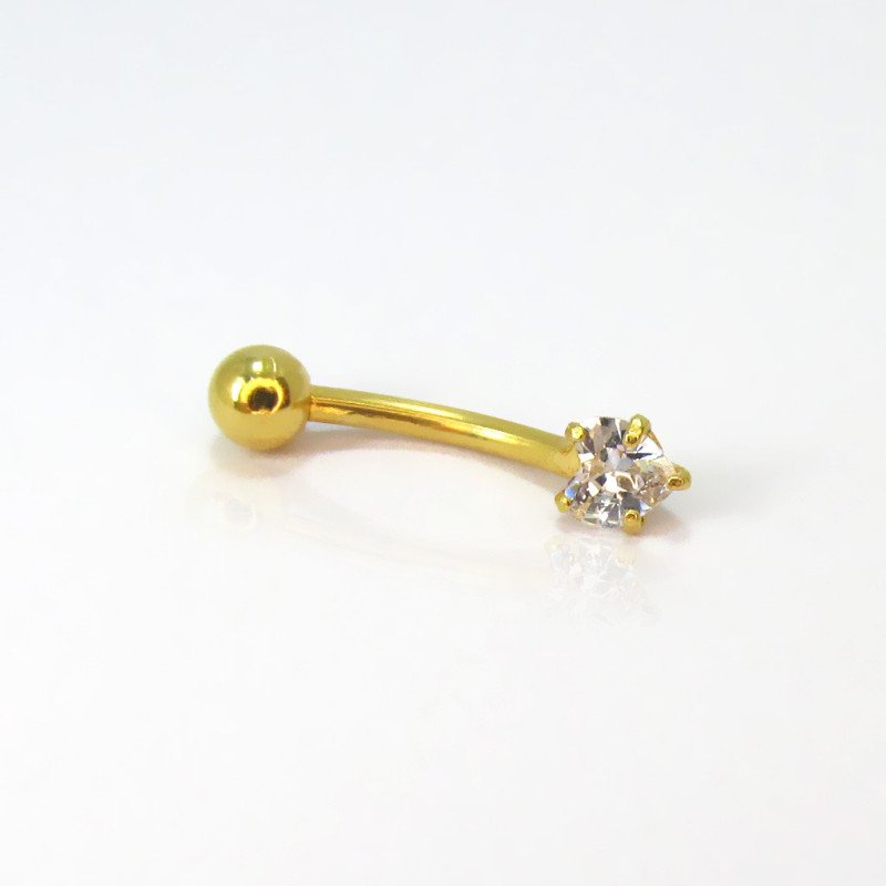 Piercing Rook / Íntimo Genital Banhado a Ouro - Coração de Zircônia - Christina - 18INT31