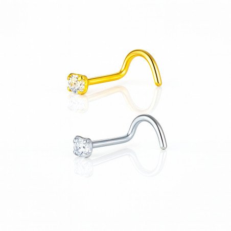Piercings de Nariz Pontão - 100% Titânio Natural - Zircônia - 2NAA93