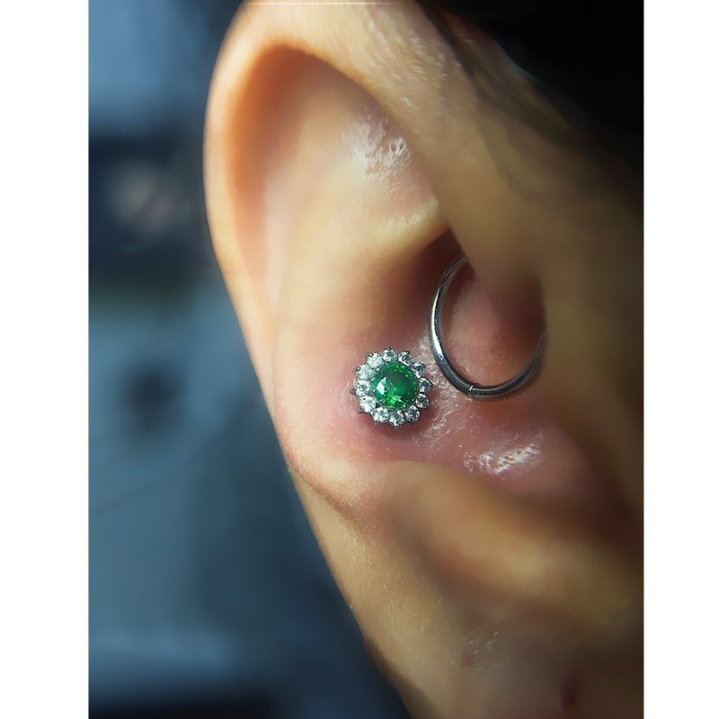 Piercing Labret em Titânio com Zircônias - Titânio - 7TRG277