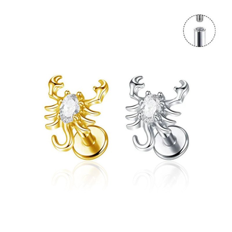 Piercing Labret Escorpião em Titânio -  7TRG278