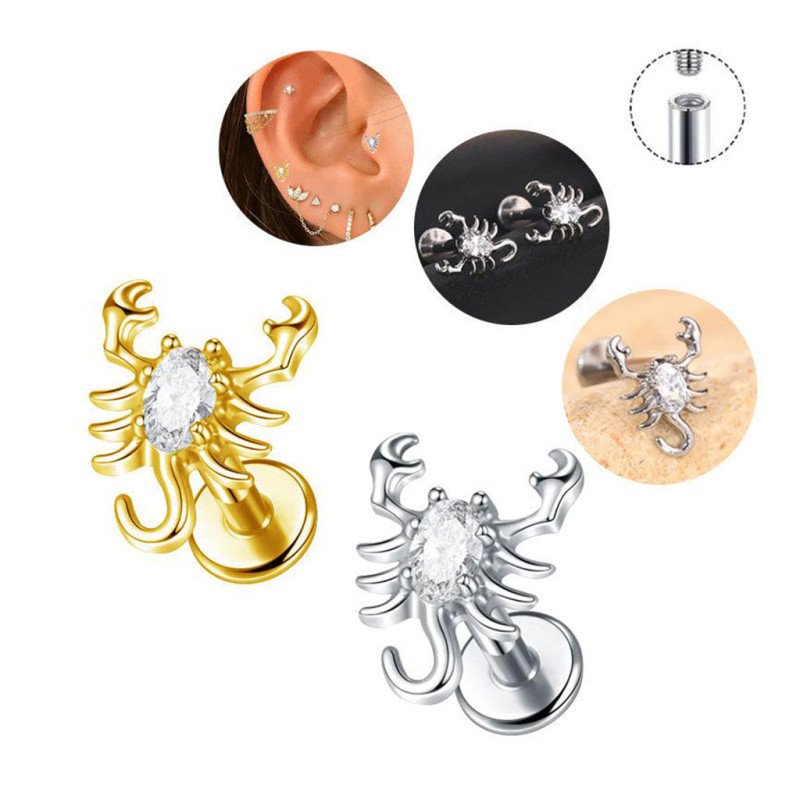 Piercing Labret Escorpião em Titânio -  7TRG278