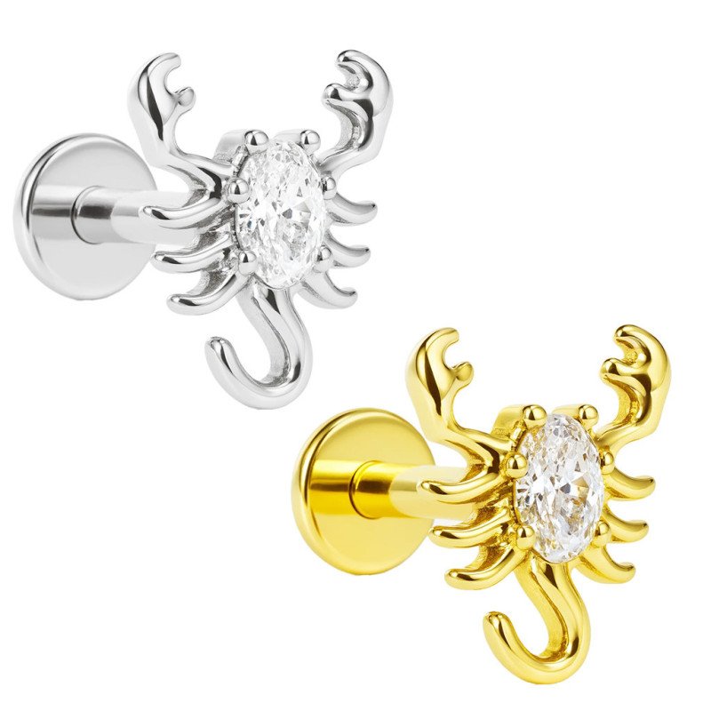 Piercing Labret Escorpião em Titânio -  7TRG278