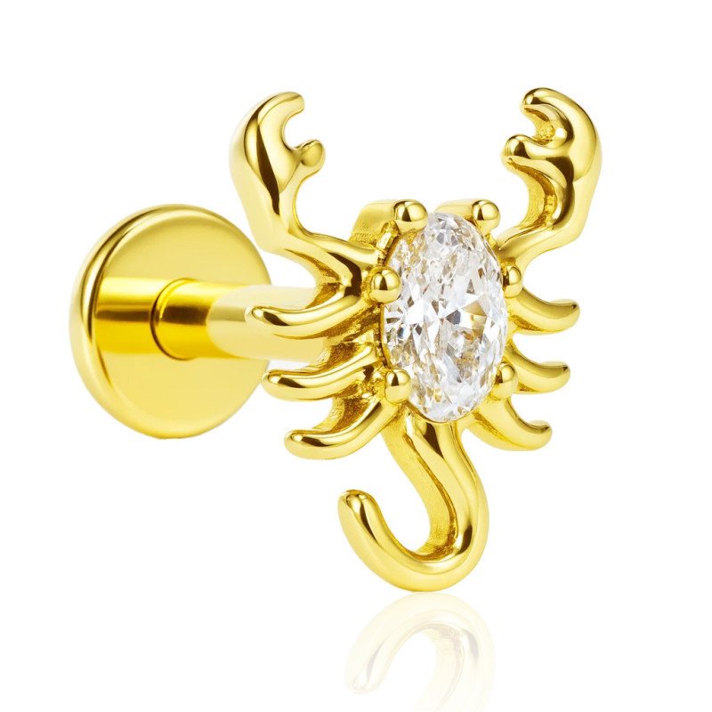 Piercing Labret Escorpião em Titânio -  7TRG278