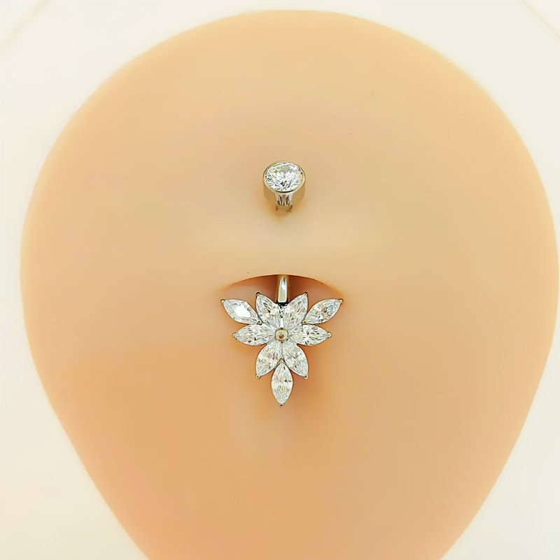 Piercing de Umbigo 100% em Titânio com Zircônias - 1SIM135