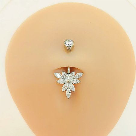 Piercing de Umbigo 100% em Titânio com Zircônias - 1SIM135