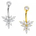 Piercing de Umbigo 100% em Titânio com Zircônias - 1SIM135