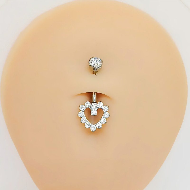 Piercing de Umbigo - Coração em Zircônia - Titânio - 1COR105