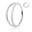Piercing Hélix ou Conch Argolinha Clicker Dupla Cravejada - 100% em Titânio - 6ORE619