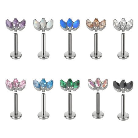 Piercing de Tragus ou Hélix - Labret - Coroa de Zircônia  - Titânio - 7TRG97